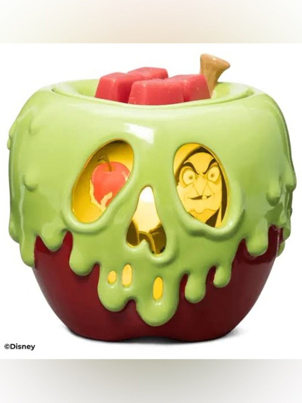 BNIB Disney Poison Apple Ceramic Candle Holder - Green & Red, Evil Queen